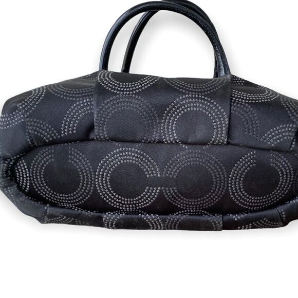 COACH Black Patent 2 Tone Gray C’s Madison Dotted OP Art Sophia Bag Purse #15935 - Picture 7 of 9